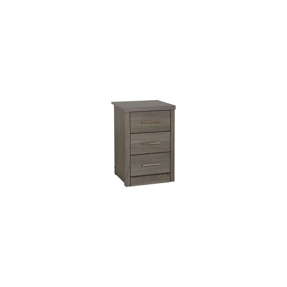 Seconique Lisbon 3 Drawer Bedside Chest Black Wood Grain