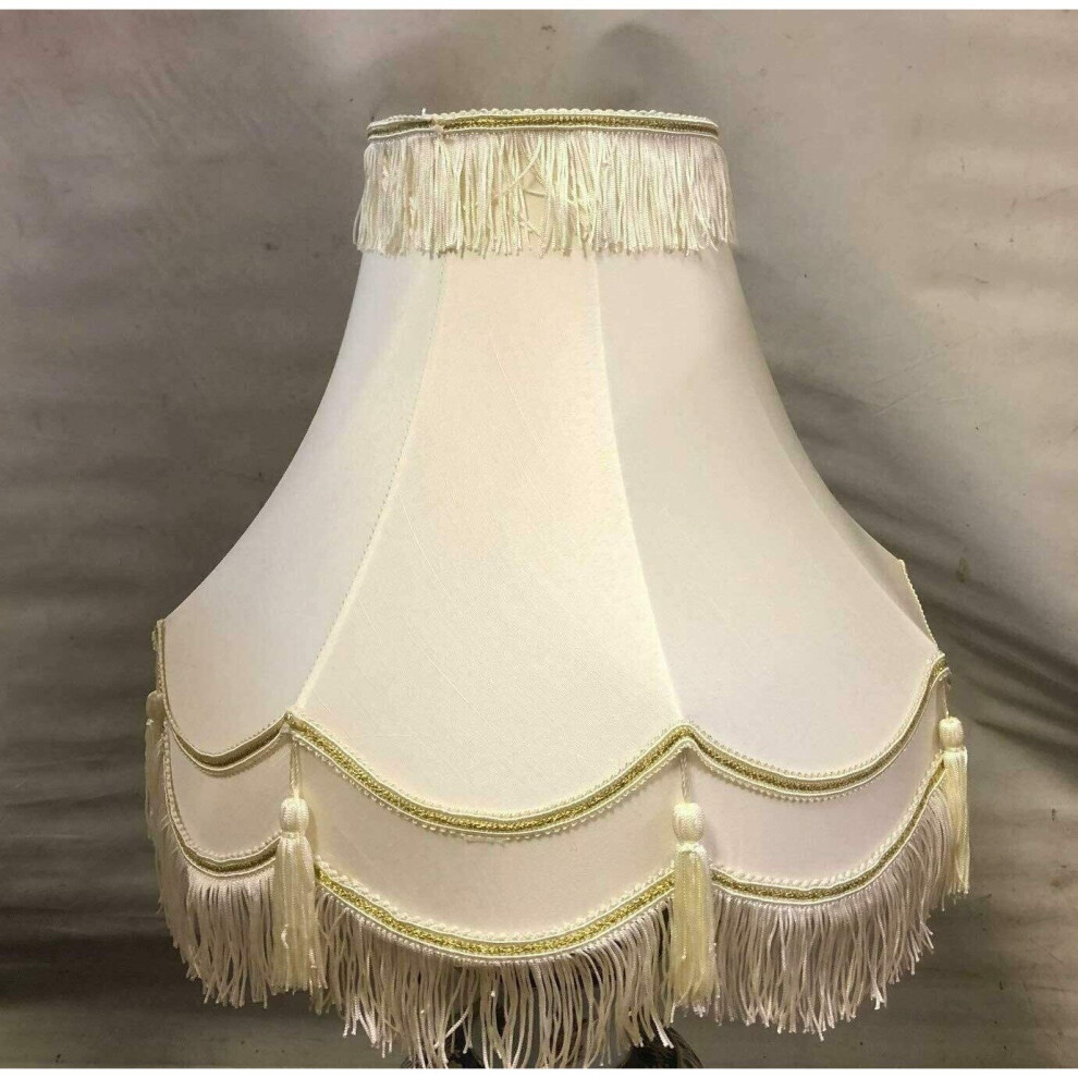 (Ivory / Cream ICEBERG Double Scallop Tassel Lampshade 14" ) 10" 12" 14" 16" 18" 22" ICEBERG Lampshade