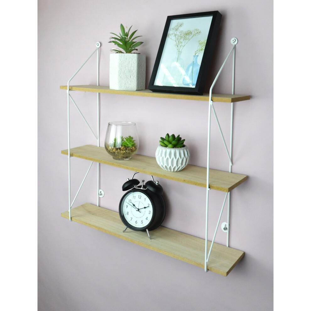 3 Tier Metal Wire Wall Floating Shelves Storage Shelf Living Room G-0354