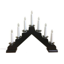Christmas LED 7 Bulb Wooden Black Candle Bridge Warm White Main Volt