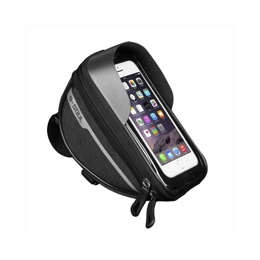 (Black) Mtb Bicycle Bike Handlebar Mount Holder Case For Mobile Phone Tube Frame Pouch Black 683546197559