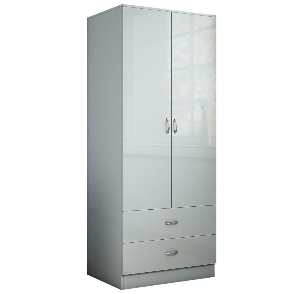 (Grey) FWStyle Chilton 2 Door & Drawer Combi Wardrobe