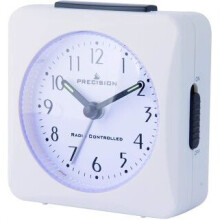 Precision PREC0050 Radio Controlled Analogue Table Crescendo Alarm Clock – White, NPL MSF Time Signal