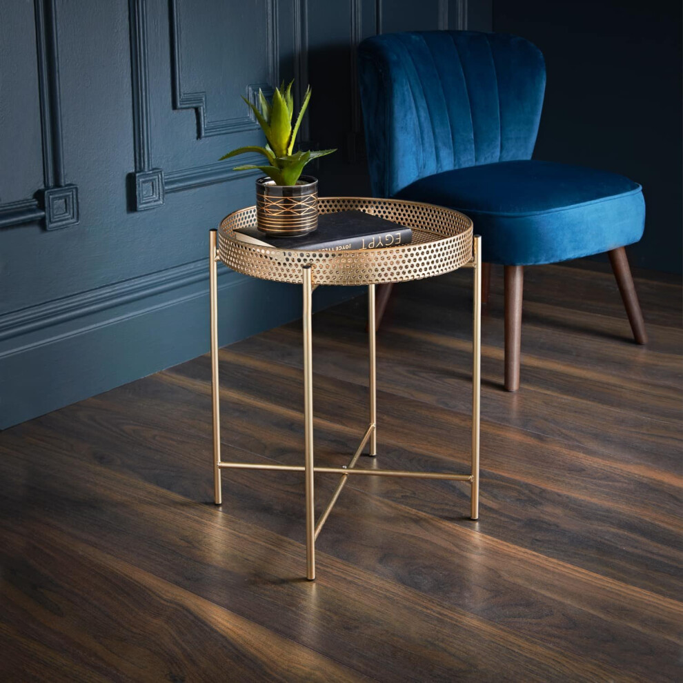 Gold Metal Side/Coffee Tray Table With Removable Top Living Room G-0358