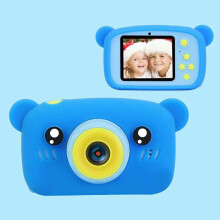 (Oso Azul) Cámara digital infantil HD 1080P con pantalla de dibujos animados - Regalo de Navidad