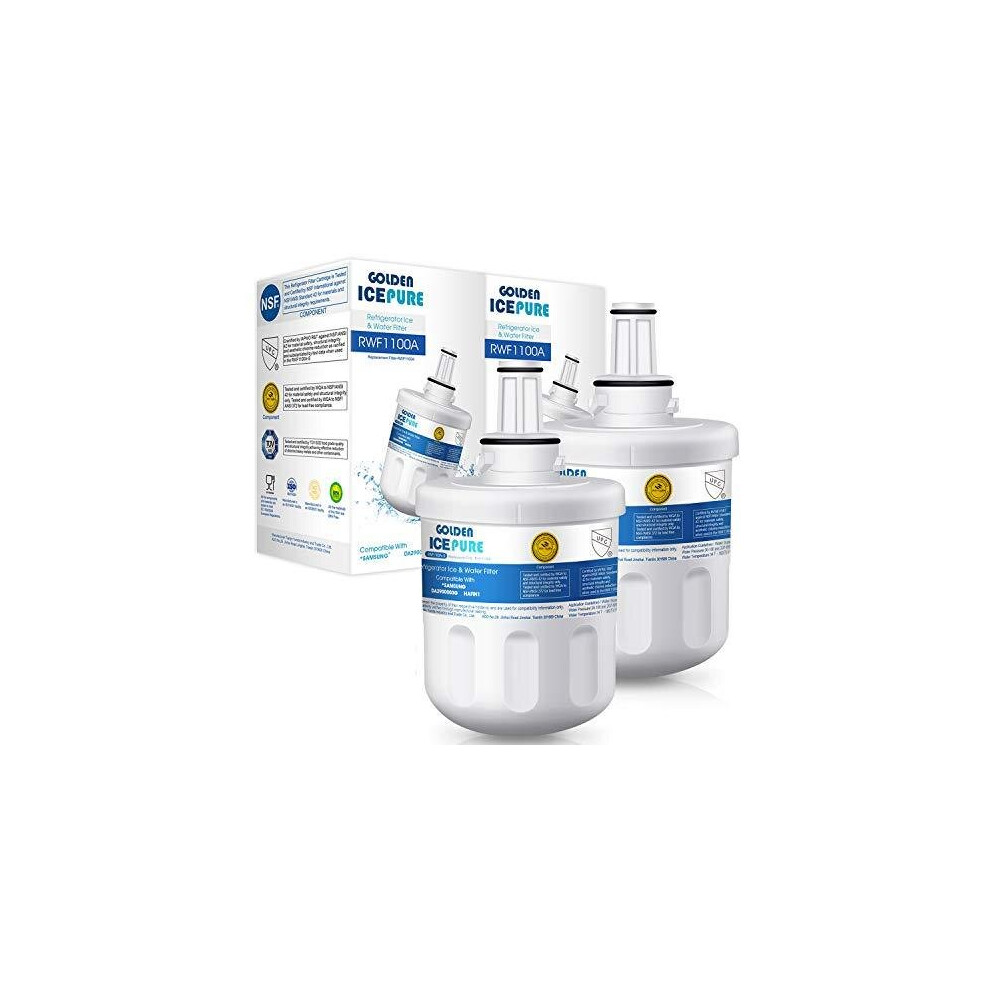 Golden Icepure Water Filter Replacement For Samsung Aqua Pure Plus - 2-Pack (Da29-00003G/F/B/A, Da97-06317A, Rfc1100a)