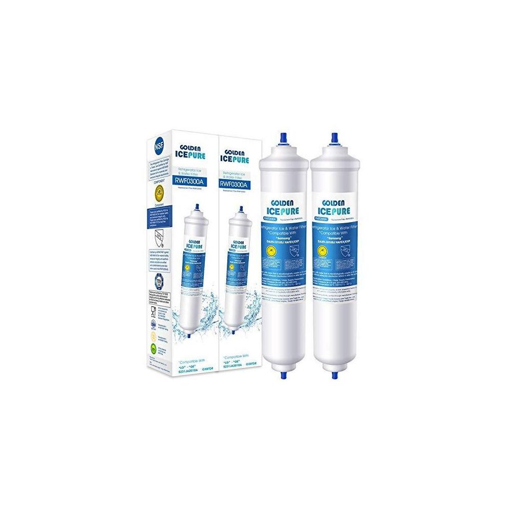 Water filter Replacement for Samsung DA29-10105J, DA29-10105J HAFEX/EXP, WSF-100, DA99 02131B, EF9603, HAIER LG fridge water filter 2 Pack by GOLDEN