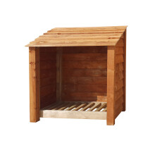 (4ft, Rustic Brown) Wooden Log Store - Standard Roof (L-119cm, H-126cm / 180cm, W-81cm)
