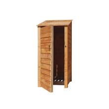 (6ft, Rustic Brown) Wooden Log Store With Door - Standard Roof (L-79cm, H-126cm / 180cm, W-81cm)