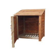 (4ft, Rustic Brown) Wooden Log Store With Door - Standard Roof (L-119cm, H-126cm / 180cm, W-81cm)