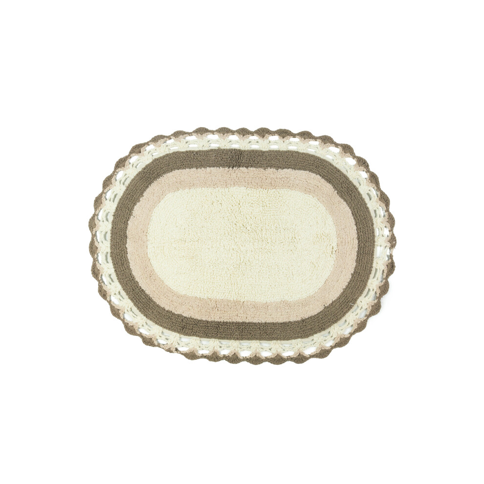 (Stone) Allure Cotton Hand-Woven Crochet Border Bath Mat 50 x 80cm-image-OPC-P6HHWT6-NEW