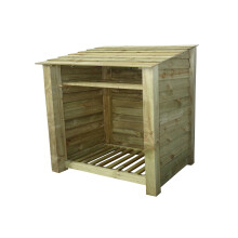 (4ft, Light Green) Wooden Log Store With Kindling Shelf - Standard Roof (L-119cm, H-126cm / 180cm, W-81cm)