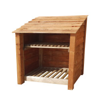 (4ft, Rustic Brown) Wooden Log Store With Kindling Shelf - Standard Roof (L-119cm, H-126cm / 180cm, W-81cm)