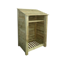 (6ft, Light Green) Wooden Log Store With Kindling Shelf - Standard Roof (L-119cm, H-126cm / 180cm, W-81cm)