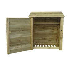 (4ft, Light Green) Wooden Log Store With Door And Kindling Shelf - Standard Roof (L-119cm, H-126cm / 180cm, W-81cm)