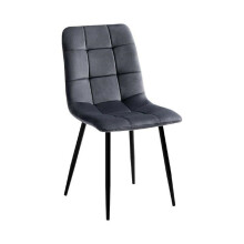 (Grey) Set of 2 Velvet Dining chair with Sturdy Metal Legs Backrest and Padded Seat