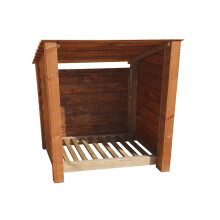 (4ft, Rustic Brown) Wooden Log Store - Reversed Roof (L-119cm, H-126cm / 180cm, W-81cm)