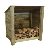 (4ft, Light Green) Wooden Log Store - Reversed Roof (L-119cm, H-126cm / 180cm, W-81cm)