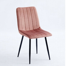 (Pink) 2x Velvet Dining chair with sturdy Metal legs Backrest and Padded Seat