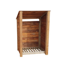 (6ft, Rustic Brown) Wooden Log Store - Reversed Roof (L-119cm, H-126cm / 180cm, W-81cm)