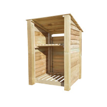 (6ft, Light Green) Wooden Log Store With Kindling Shelf - Reversed Roof (L-119cm, H-126cm / 180cm, W-81cm)