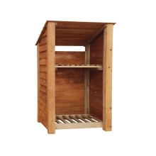 (6ft, Rustic Brown) Wooden Log Store With Kindling Shelf - Reversed Roof (L-119cm, H-126cm / 180cm, W-81cm)