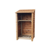 (6ft, Rustic Brown) Wooden Log Store With Kindling Shelf - Standard Roof (L-99cm, H-126cm / 180cm, W-81cm)