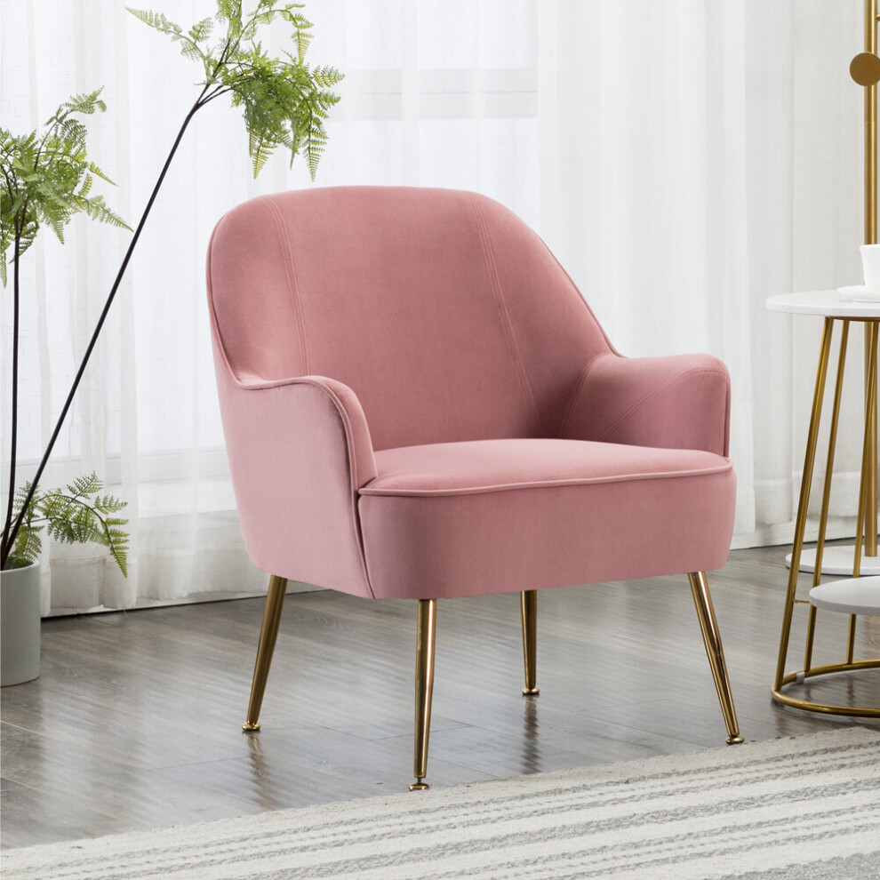 Occasional Velvet Armchair Upholstered Lounge Tub Chair with Solid Legs