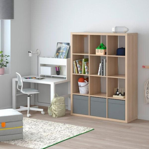 Ikea KALLAX Shelving unit,Oak effect 12 Cube Bookcase 112x147 cm 2