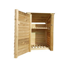 (6ft, Light Green) Wooden Log Store With Door And Kindling Shelf - Reversed Roof (L-119cm, H-126cm / 180cm, W-81cm)
