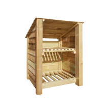 (4ft, Light Green) Wooden Log Store With Kindling Shelf - Reversed Roof (L-99cm, H-126cm / 180cm, W-81cm)