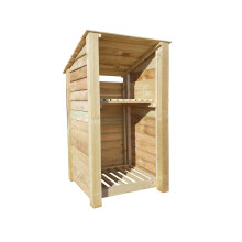 (6ft, Light Green) Wooden Log Store With Kindling Shelf - Reversed Roof (L-99cm, H-126cm / 180cm, W-81cm)