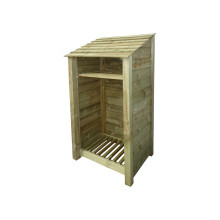 (6ft, Light Green) Wooden Log Store With Kindling Shelf - Standard Roof (L-99cm, H-126cm / 180cm, W-81cm)