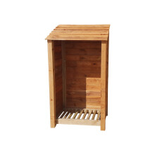 (6ft, Rustic Brown) Wooden Log Store - Standard Roof (L-99cm, H-126cm / 180cm, W-81cm)