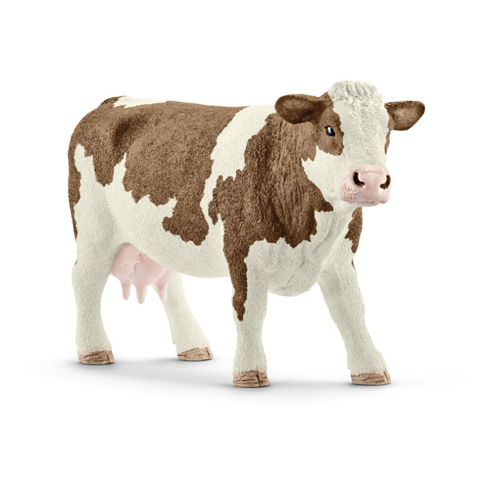 Schleich Farm World Simmental Cow Toy Figure White