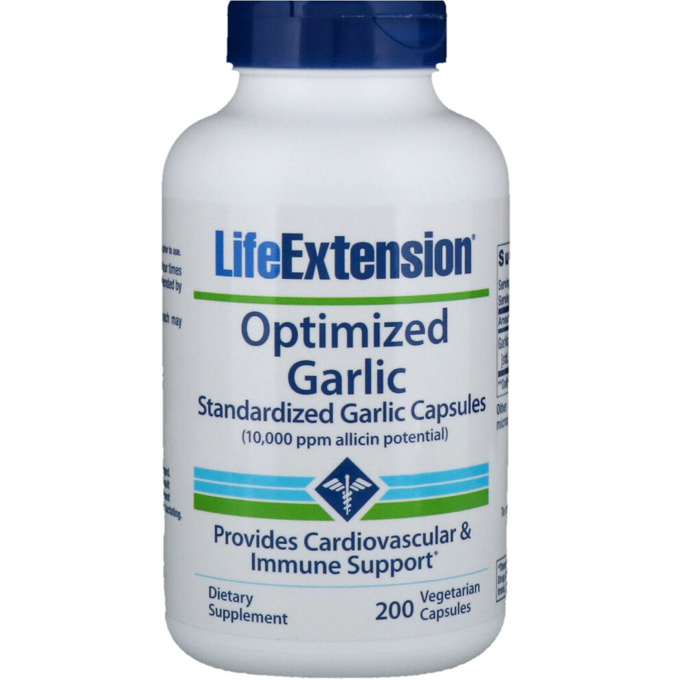 Life Extension Optimized Garlic Cardiovascular & Immune Support 200 Veg Capsules