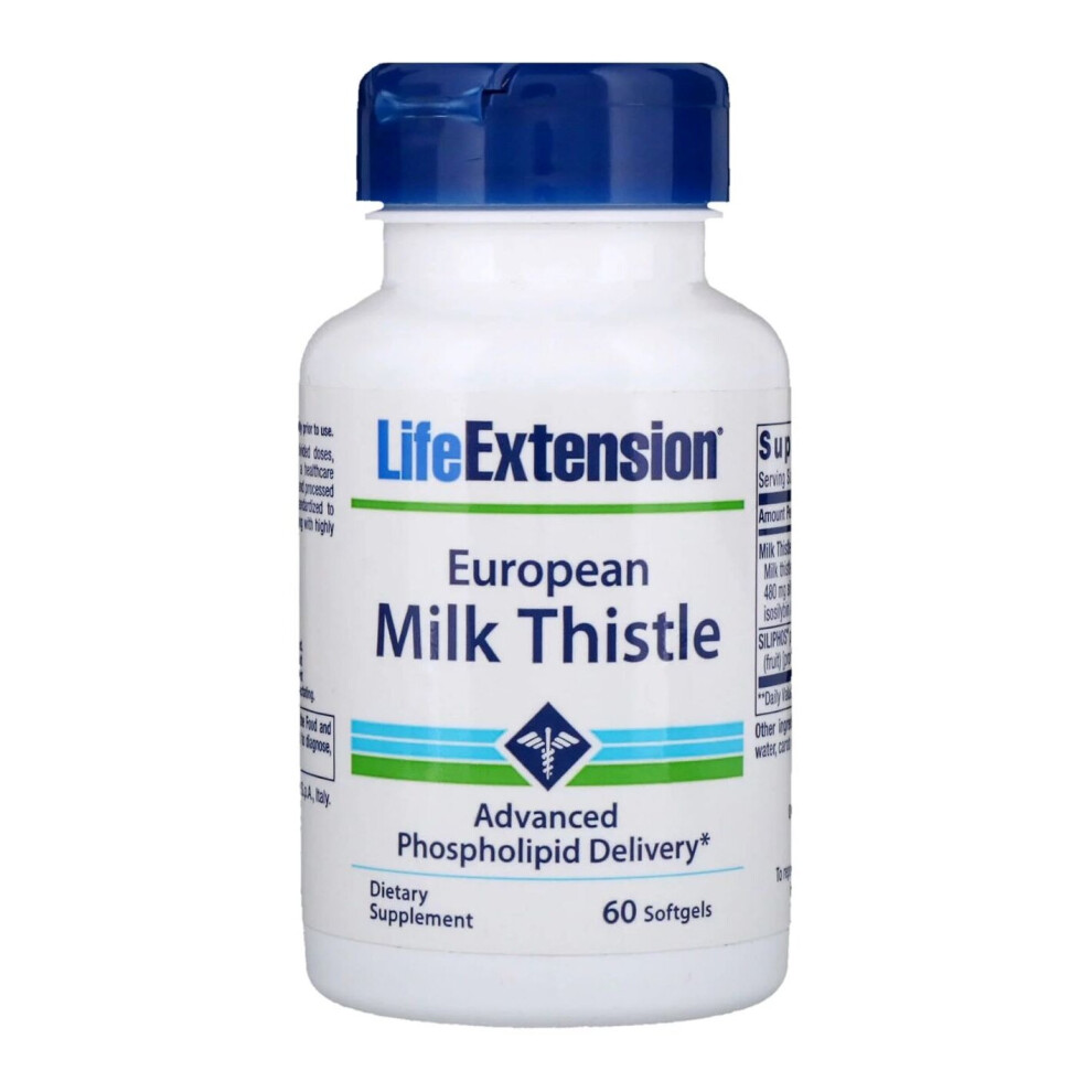 Life Extension European Milk Thistle Boosts Healthy Liver Functions 60 Softgels