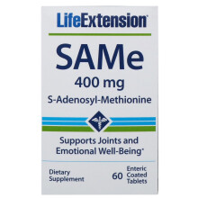 Life Extension, SAMe S-Adenosyl-Methionin, 400 mg, 60 magensaftresistente vegetarische Tabletten