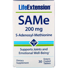 Life Extension, SAMe S-Adenosyl-Methionin, 200 mg, 30 Magensaftresistente Vegetarische Tabletten