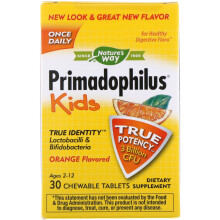 Nature's Way, Primadophilus, Kinder, Ab 2 Jahren, Orange, 3 Milliarden KBE, 30 Kautabletten