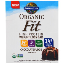 Garden of Life Organic Fit Protein Bars Help Weight Loss Chocolate Fudge 12 Bars