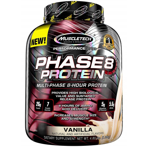 Muscletech MuscleTech, Platin, 8-Stunden Protein, Vanillekuchen, 4,58 lbs (2,08 kg)
