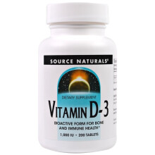 Source Naturals, Vitamin D-3, 1.000 IE, 200 Tabletten