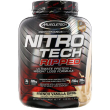 MuscleTech, Nitro Tech Ripped, Protéine Minceur + Perte de Poids, Vanille Française, 4 lbs (1,81 kg)