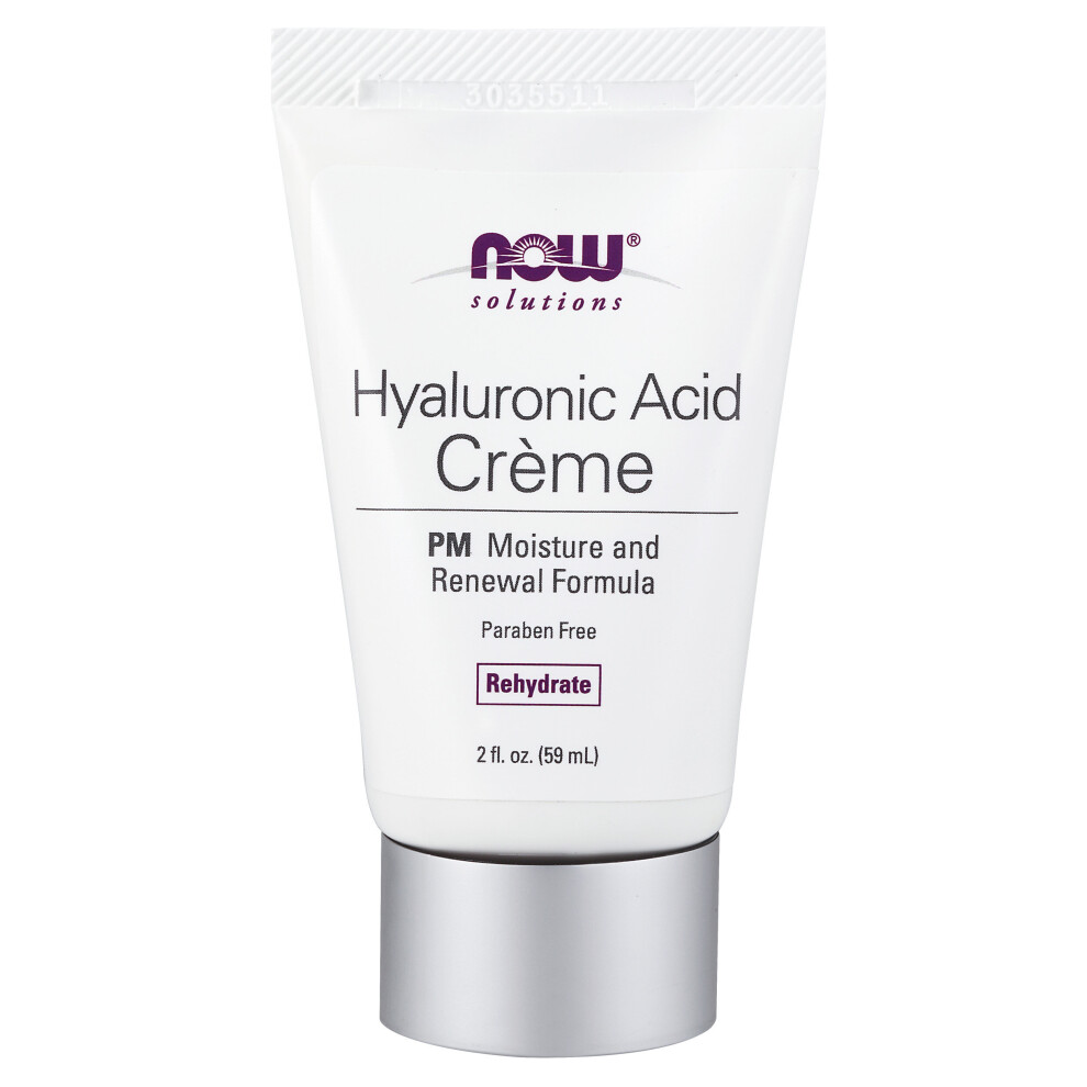 Now Foods , Solutions, Hyaluronic Acid Creme, Pm Moisture Renew Formula, 2 Fl Oz (59 Ml)