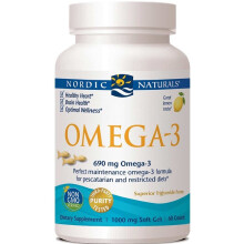 Nordic Naturals Omega-3 i fiskgelatin citronsmak - 60 fiskgeler - 690 mg Omega-3 - Fiskolja - EPA & DHA - Immunstd Hjrna & hjrta hlsa Optimal