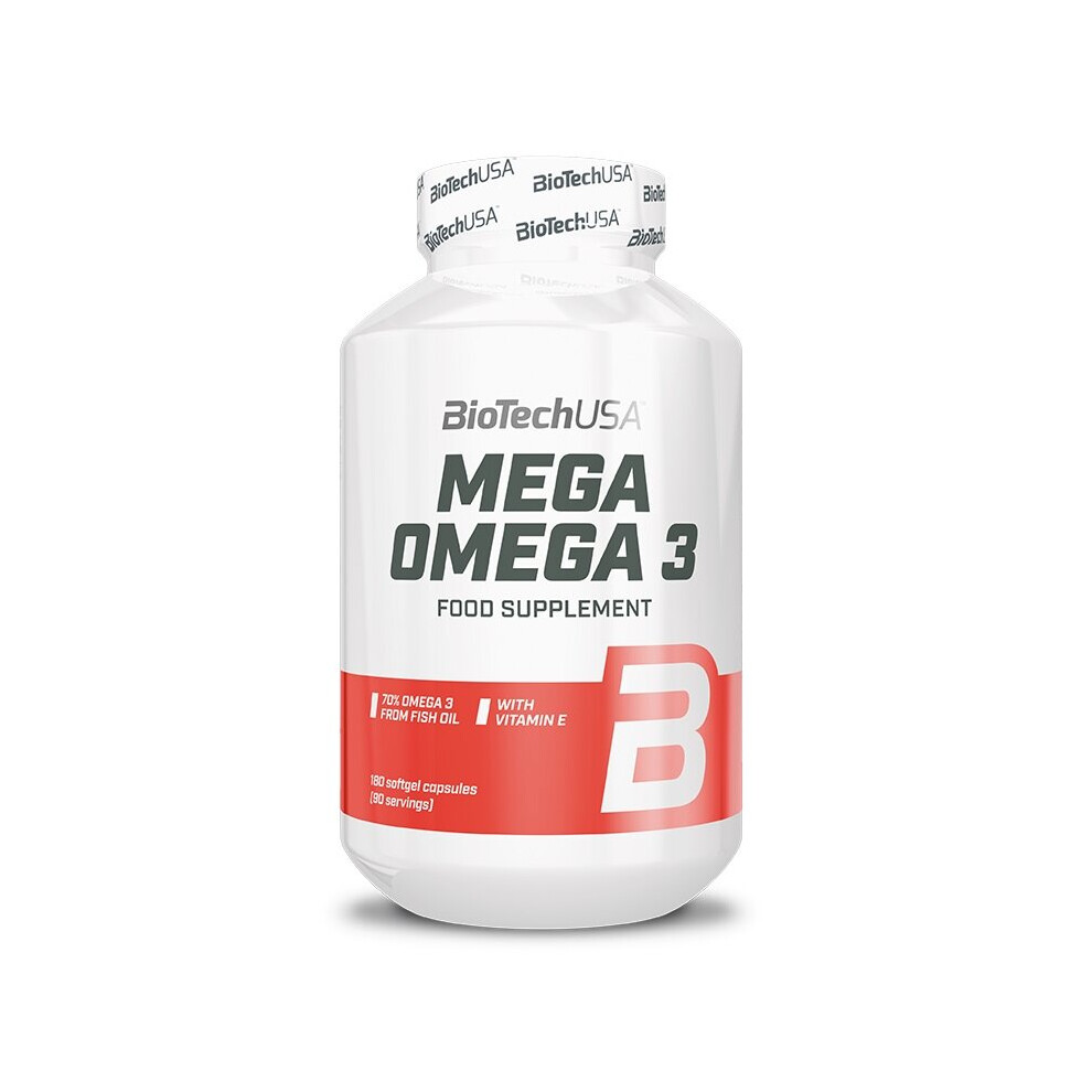 BiotechUSA Mega Omega 3 1000mg with Vitamin E - 180 Softgel Capsules - Image 5
