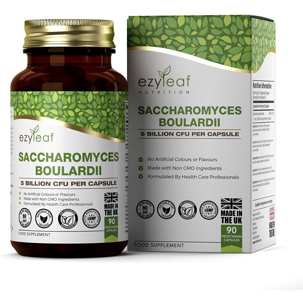 Saccharomyces Boulardii 5 Billion 90 Veg Capsules| Probiotic | Ezyleaf