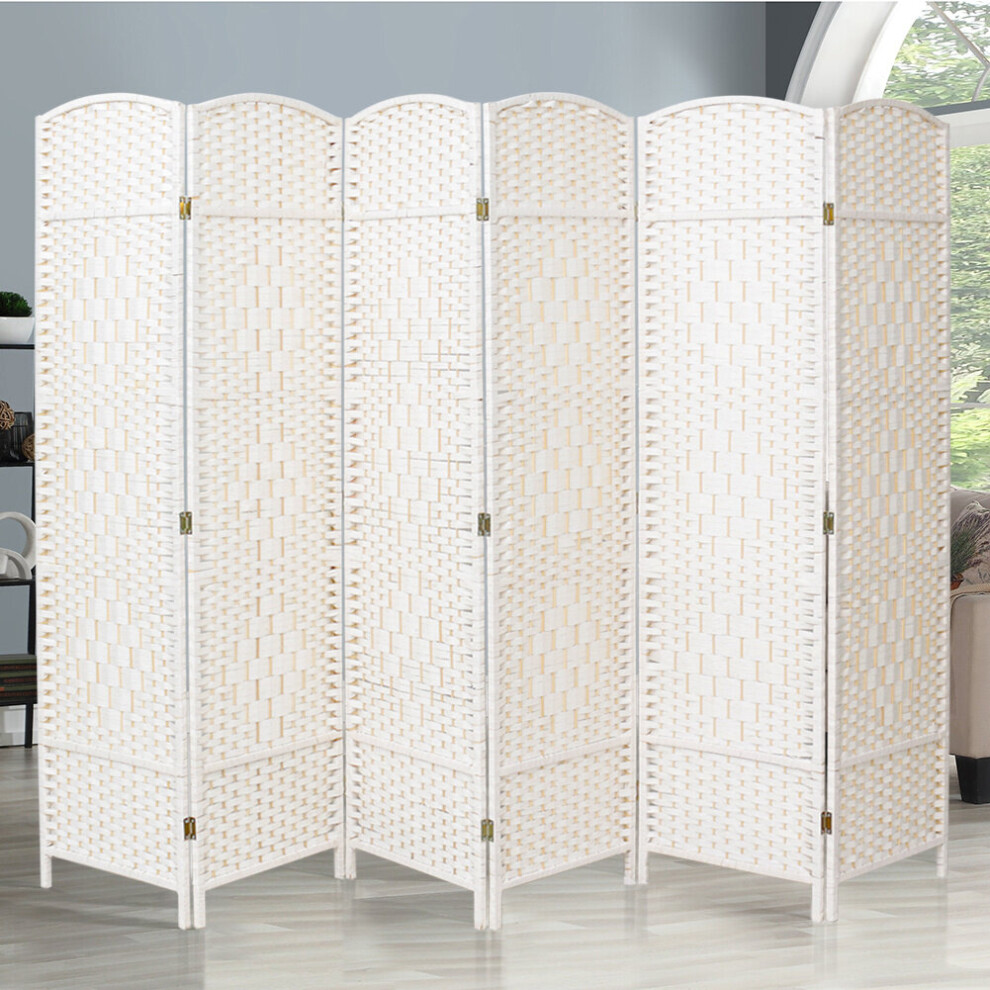 (6 Panels) Wicker Folding Room Divider Privacy Screen Separator