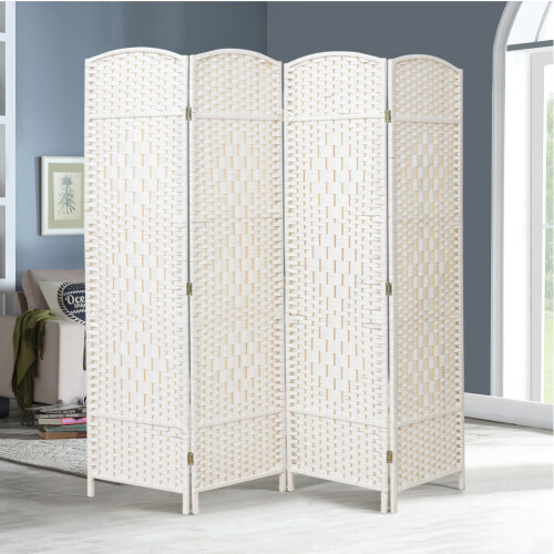 Living And Home (4 Panels) Wicker Folding Room Divider Privacy Screen Separator 1